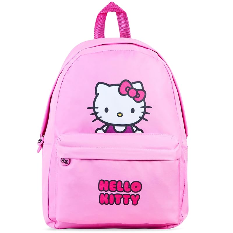 Hello Kitty Mädchen Rucksack mit Fronttasche & verstellbaren Trägern, Kinderrucksack - Geschenke für Mädchen